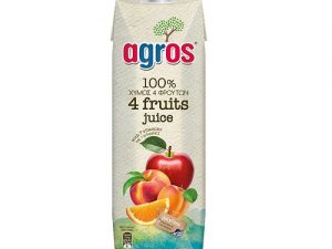 Agros 4 Φρούτα 100% Φυσικός Χυμός 1 λίτρο