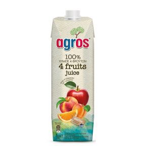 Agros 4 Φρούτα 100% Φυσικός Χυμός 1 λίτρο